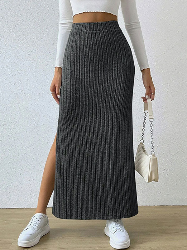 Bodycon Side Slit Elastic Waist Skirt