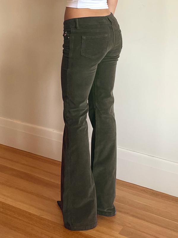 Retro Low-rise Flared Corduroy Pants