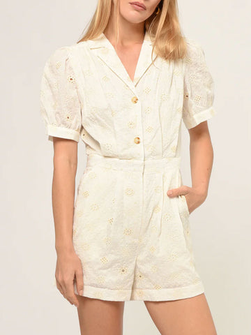 Plain Eyelet Embroidered Romper