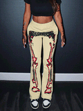 Abstract Print Elastic Waist Pants