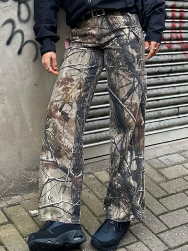 Zipper Button Camouflage Cargo Pants