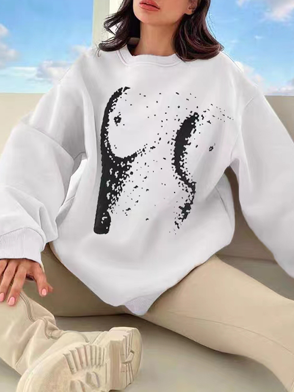 Abstract Print Oversized Sweatshirt