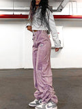 Plain Elastic Waist Glitter Sporty Pants