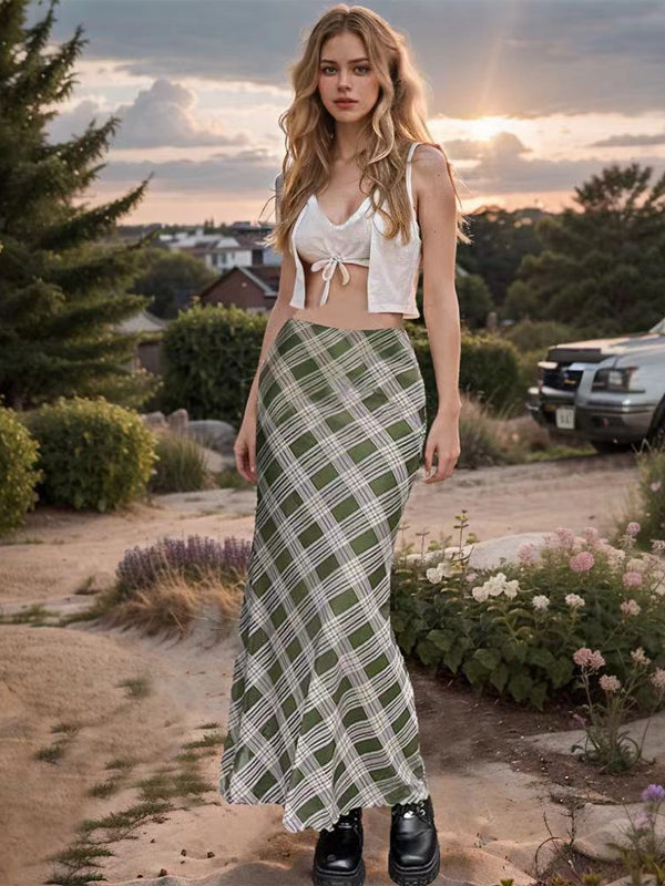 Vintage Cherckered Maxi Skirt