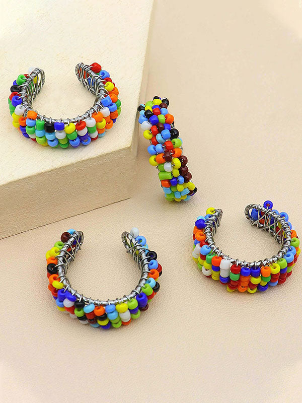 Colorful Beaded Knuckle Ring Set