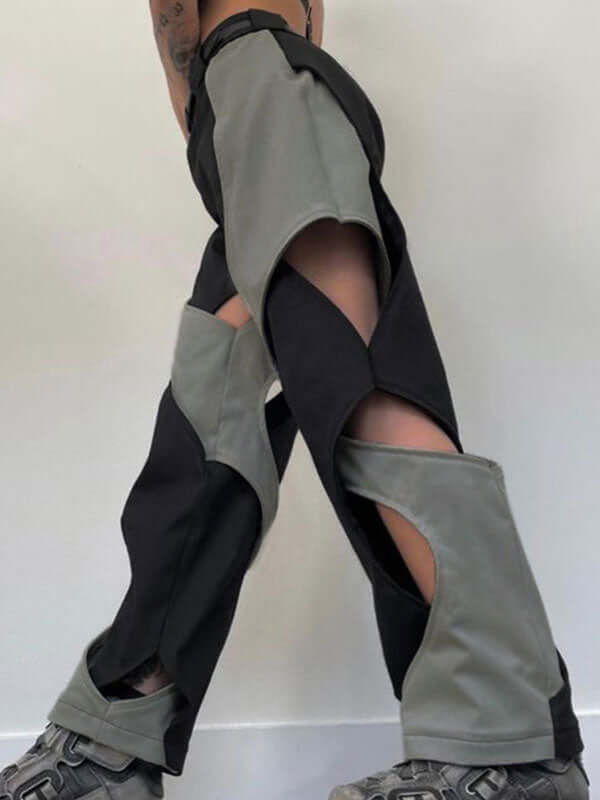 Color Block Cutout Hip Hop Pants