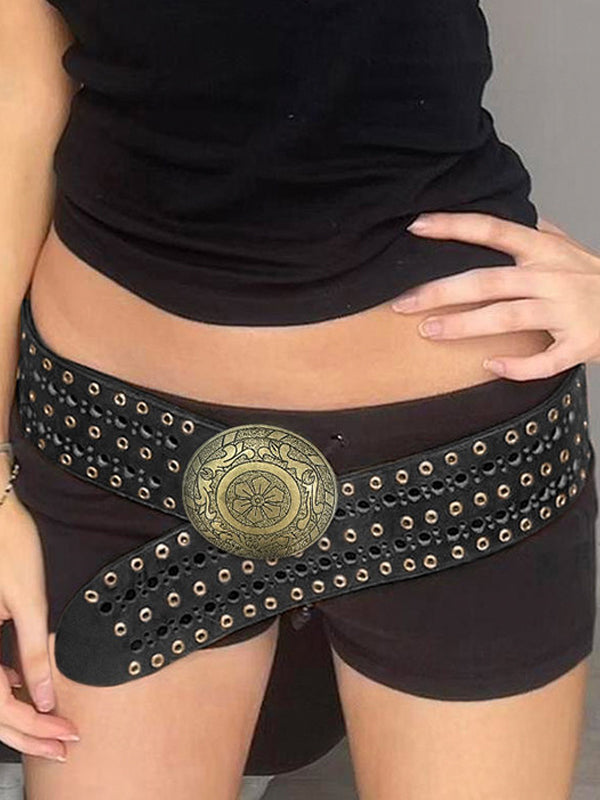 Vintage Metal Round Buckle Belt