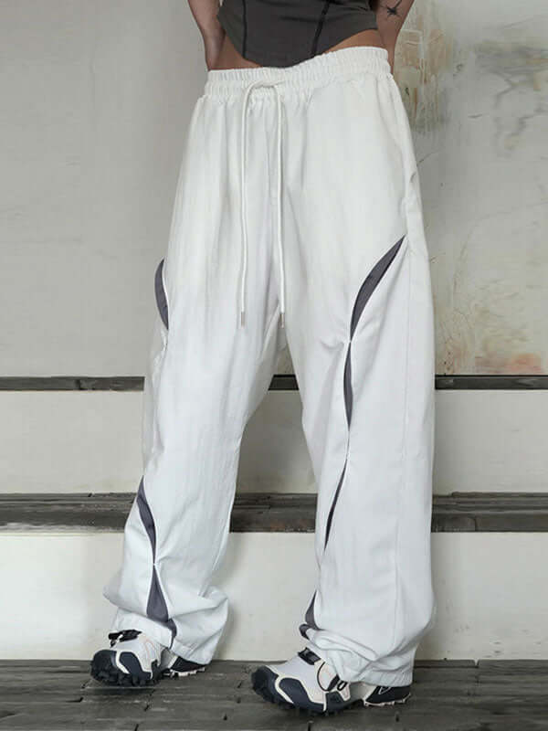 Cool Elastic Waist Color Block Cozy Pants