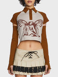 Butterfly Printed Color Block T-Shirt Set