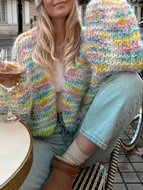 Warm Colorful Rainbow Cardigan