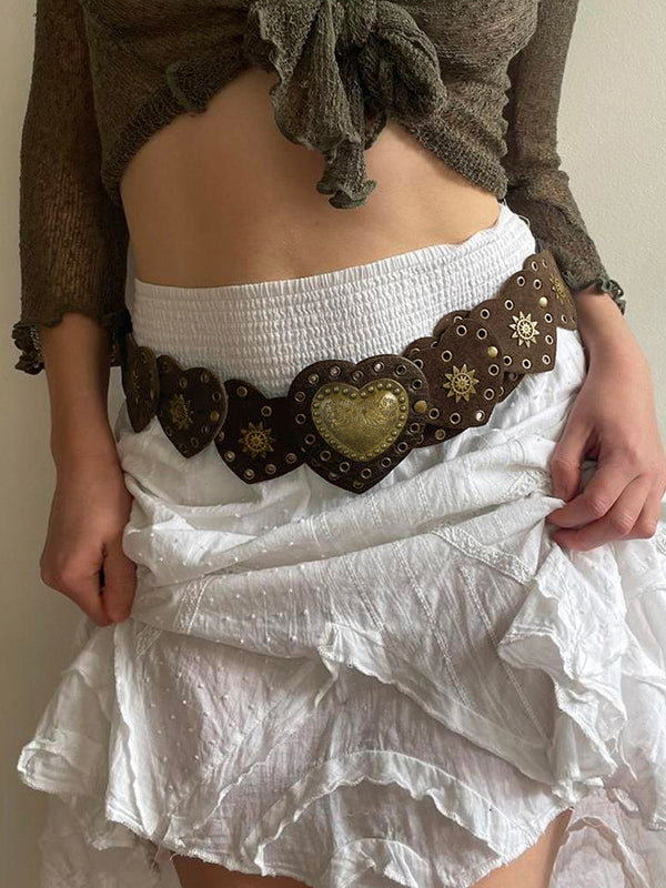 Heart Button Eyelet Adjustable Belt