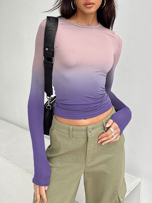 Gradient Slim Round Neck T-Shirt