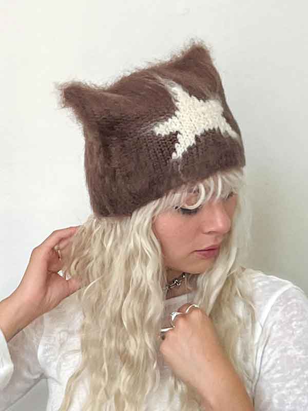 Star Color Block Cute Knitted Hat