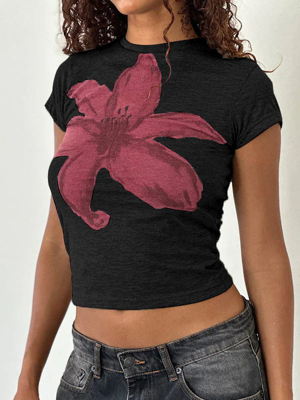 Round Neck Floral Printed T-Shirt