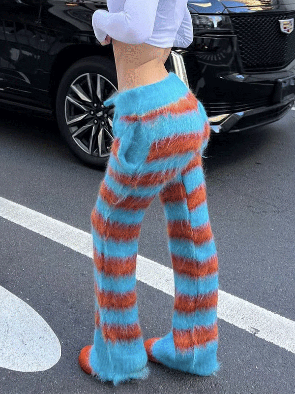 Striped Color Block Drawstring Pants