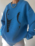 Abstract Print Oversized Sweatshirt -- YKIIY  CLOTHING