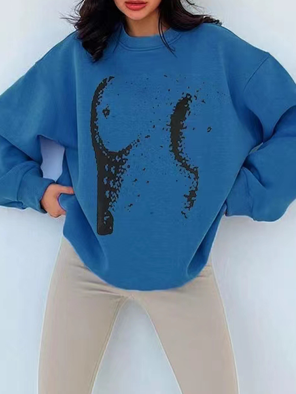 Abstract Print Oversized Sweatshirt -- YKIIY  CLOTHING