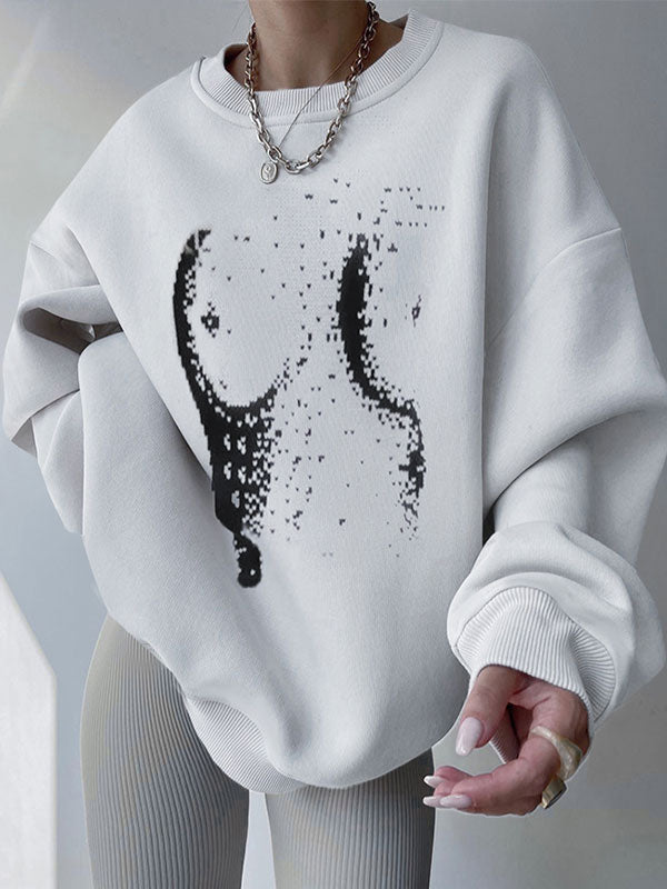 Abstract Print Oversized Sweatshirt -- YKIIY  CLOTHING