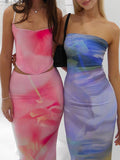 Abstract Printed Cross Straps Two Piece Set -- YKIIY  CLOTHING