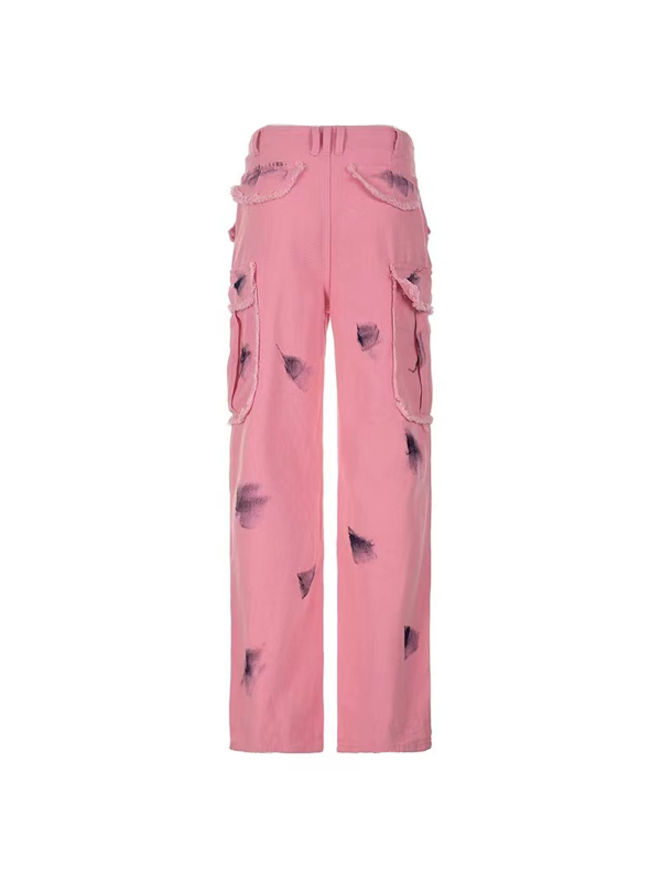 Abstract Printed Flap Pocket Pants -- YKIIY  CLOTHING