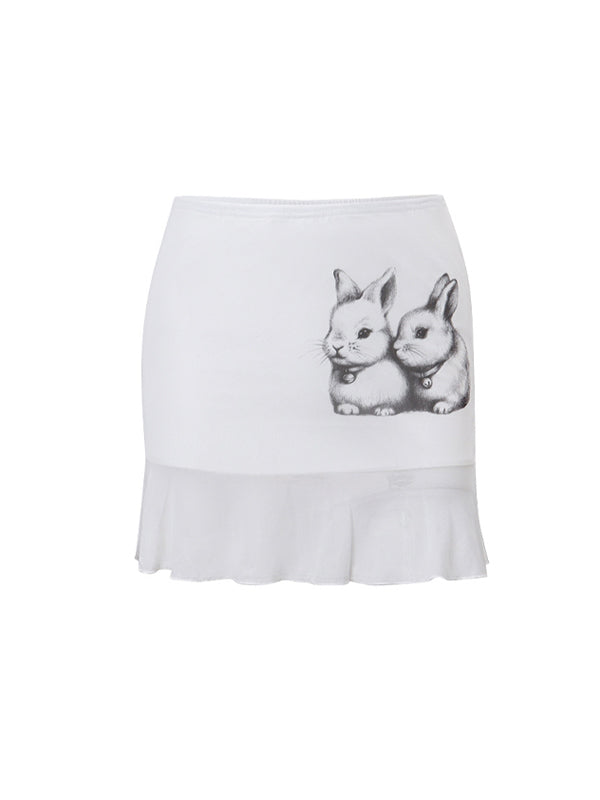 Animal Printed Asymmetric Hem Skirt -- YKIIY  CLOTHING