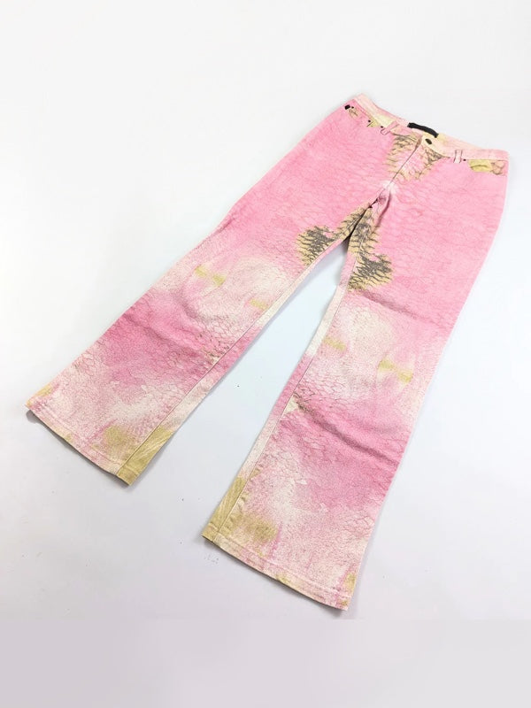 Animal Printed Vintage Denim Pants -- YKIIY  CLOTHING