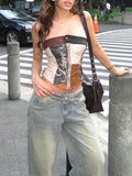 Asymmetric Hem Color Block Printed Tube Top -- YKIIY  CLOTHING