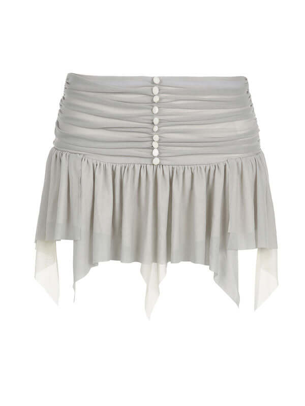 Asymmetric Hem Decorative Button Mini Skirt -- YKIIY  CLOTHING