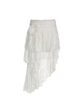 Asymmetric Hem Flounce Lace Skirt -- YKIIY  CLOTHING