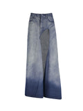 Asymmetric Hem High Slit Denim Maxi Skirt -- YKIIY  CLOTHING