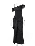 Black Strapless Waist Maxi Dress -- YKIIY  CLOTHING