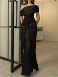 Black Strapless Waist Maxi Dress -- YKIIY  CLOTHING