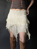 Bohemian Asymmetric Hem Zipper Skirt -- YKIIY  CLOTHING