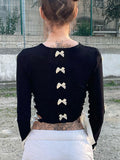 Bow Patchwork Lace Up T-Shirt -- YKIIY  CLOTHING