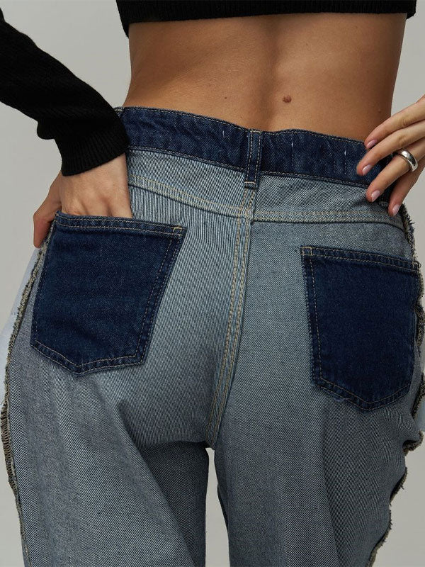 Broken Holes Patchwork Jeans -- YKIIY  CLOTHING