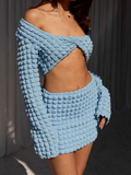 Bubble Grid Scoop Neck Two Piece Set -- YKIIY  CLOTHING