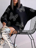 Butterfly Diamante Batwing Sleeve Hoodie -- YKIIY  CLOTHING