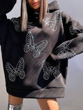 Butterfly Diamante Batwing Sleeve Hoodie -- YKIIY  CLOTHING