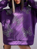 Butterfly Diamante Batwing Sleeve Hoodie -- YKIIY  CLOTHING