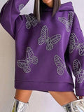 Butterfly Diamante Batwing Sleeve Hoodie -- YKIIY  CLOTHING