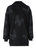 Butterfly Diamante Batwing Sleeve Hoodie -- YKIIY  CLOTHING