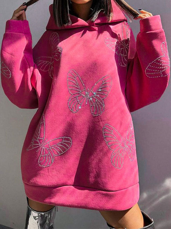 Butterfly Diamante Batwing Sleeve Hoodie -- YKIIY  CLOTHING