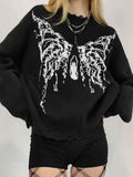 Butterfly Loose Frayed Trim Sweater -- YKIIY  CLOTHING