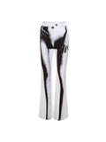 Button Abstract Printed Flared Pants -- YKIIY  CLOTHING