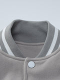 Button High Neck Rib Knit Cuffs Jacket -- YKIIY  CLOTHING