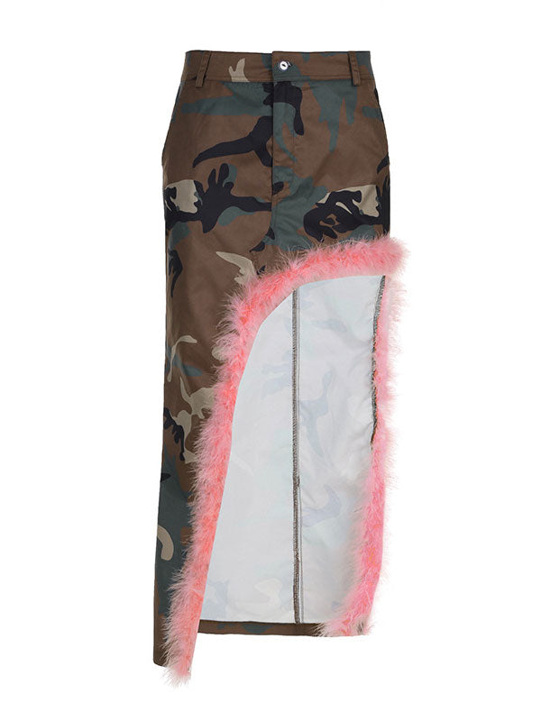 Camouflage Asymmetric Hem Skirt -- YKIIY  CLOTHING