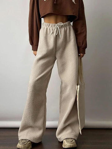 Casual All-match Lambswool Banded Pants -- YKIIY  CLOTHING