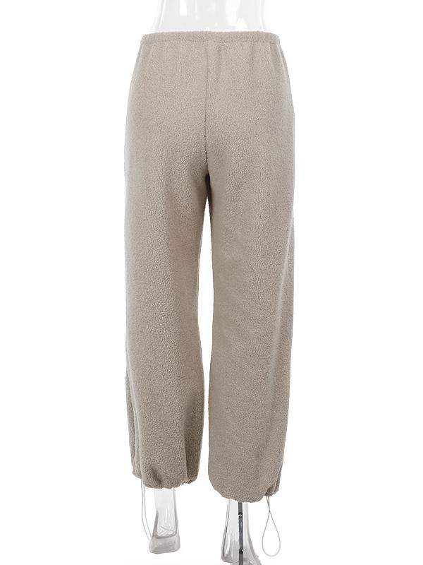 Casual All-match Lambswool Banded Pants -- YKIIY  CLOTHING