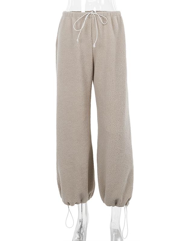 Casual All-match Lambswool Banded Pants -- YKIIY  CLOTHING