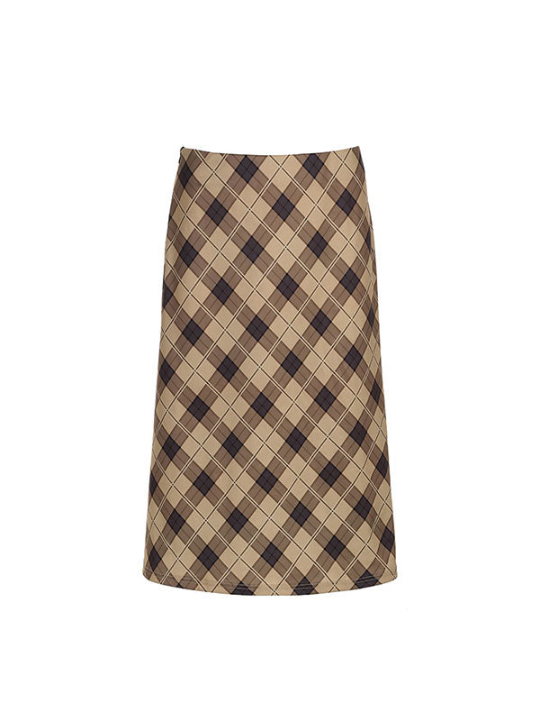 Checkerd Zipper Preppy Bodycon Skirt -- YKIIY  CLOTHING